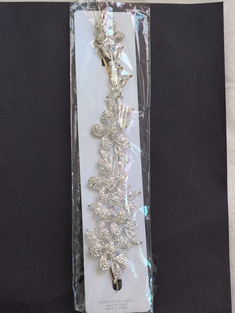 Silver Floral Crystal Hair Vine - Women Accessories
